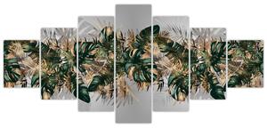 Obraz - Zlato-zelené tropické listy (210x100 cm)