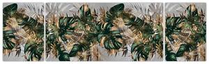 Obraz - Zlato-zelené tropické listy (170x50 cm)