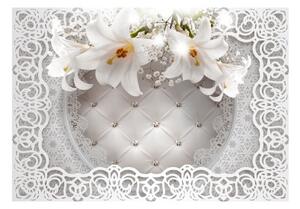 Fototapeta - Lilies and Quilted Background