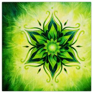 Obraz - Květinová mandala v zeleném pozadí (30x30 cm)