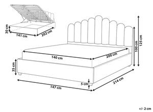 Manželská postel 140 cm Valhala (béžová) (s roštem a úložným prostorem). 1076488