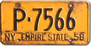Americká SPZ New York 1958 Yellow P-7566