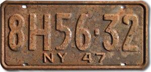Americká SPZ New York 1947 Black 8H 56-32
