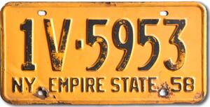 Americká SPZ New York 1958 Yellow 1V-5953