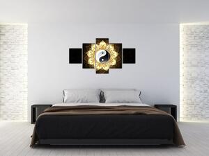 Obraz - Zlatý Yin-Yang (125x70 cm)