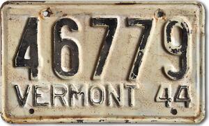Americká SPZ Vermont 1944 White 46779