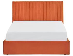 Manželská postel 140 cm Vakarine (oranžová) (s roštem a úložným prostorem). 1076497