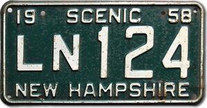 Americká SPZ New Hampshire 1958 Scenic LN124
