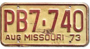Americká SPZ Missouri 1973 Yellow PB7-740