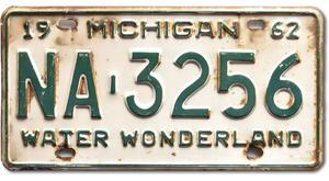 Americká SPZ Michigan 1962 Wonderland NA-3256