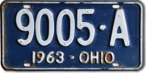 Americká SPZ Ohio 1963 Blue 9005-A