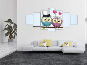 Obraz - Zamilované sovičky (210x100 cm)