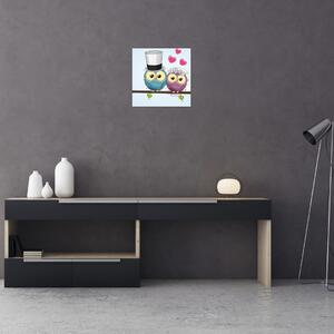 Obraz - Zamilované sovičky (30x30 cm)