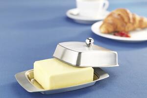 Nerezová mísa na máslo, 17,5 x 7 x 10,5 cm, stříbrná