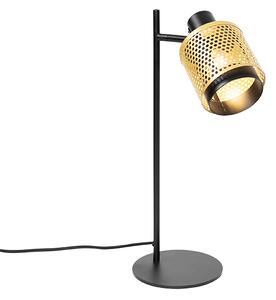 Průmyslová stolní lampa černá se zlatem - Kayden
