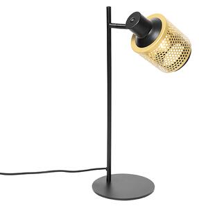 Průmyslová stolní lampa černá se zlatem - Kayden
