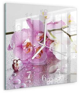 Skleněné hodiny Orchidej zskb-30x30-00083588