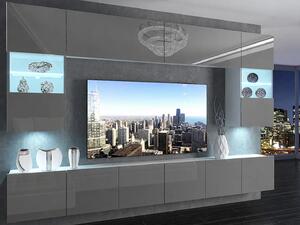 Obývací stěna 300 cm TV/RTV šedý lesk