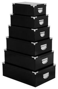 Sada šesti obdélníkových úložných boxů, uložné krabičky, černé, FIVE