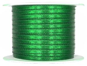 Tenká saténová stužka tmavě zelená 3mm x 10m (2,20 Kč/m)
