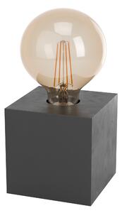 Eglo 43734 PRESTWICK 2 - Stolní dřevěná lampička v černé barvě, 1 x E27, 9,5 x 9,5cm (Dřevěná vintage lampička s vypínačem na kabelu)