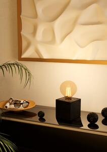 Eglo 43734 PRESTWICK 2 - Stolní dřevěná lampička v černé barvě, 1 x E27, 9,5 x 9,5cm (Dřevěná vintage lampička s vypínačem na kabelu)