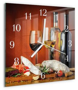 Skleněné hodiny Víno zskb-30x30-00087592