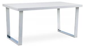 Jídelní stůl VETBY – 150x90 cm, bílý lesk / chrom