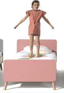 Růžová lakovaná postel Vipack Billy 90x200 cm