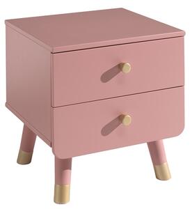Růžový dřevěný noční stolek Vipack Billy 43,2 x 40 cm