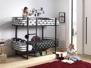 Černá kovová dětská patrová postel Vipack Oscar 90x200 cm