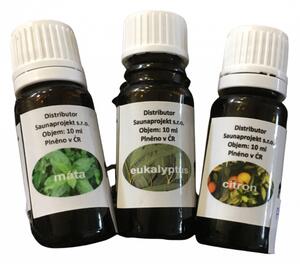 Saunaproject set esencí eukalypt 10ml + citron 10ml + máta 10ml