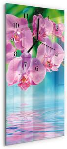 Skleněné hodiny vertikální Orchideje zsppc-30x60-00180313