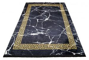Makro Abra Kusový koberec pratelný TOSCANA 23020 Klasický Mramor pogumovaný černý zlatý Rozměr: 200x300 cm