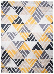 Makro Abra Kusový koberec pratelný TOSCANA 2391 Geometrický Moderní pogumovaný šedý žlutý krémový Rozměr: 160x230 cm