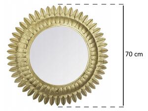 Zrcadlo na zeď ve zlatém rámu v glamour stylu, průměr 70 cm