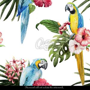 Fototapeta Líné papoušky mezi květinami Samolepící 250x250cm