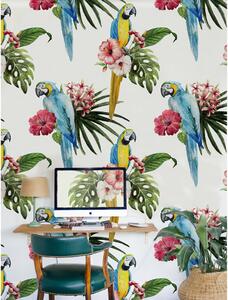 Fototapeta Líné papoušky mezi květinami Samolepící 250x250cm