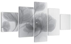 Obraz květin v šedých odstínech (125x70 cm)