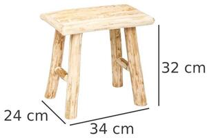 Dřevěná stolička - obdélníková stolička, opěrka nohou, 34 x 24 x 32 cm