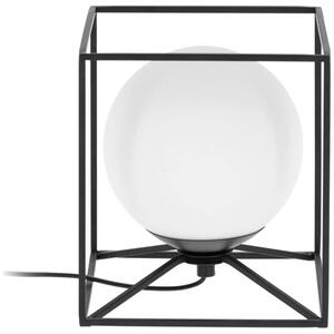 Bílá skleněná stolní lampa Kave Home Tachi 20 cm s kovovým rámem