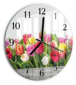 Skleněné nástěnné hodiny Tulipány zsoc-fi30-00179080