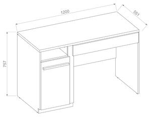 Psací stůl PLANO 06 dub nash/bílá/beton