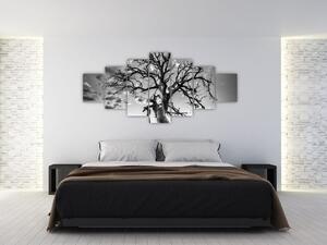 Obraz - Černobílý strom (210x100 cm)