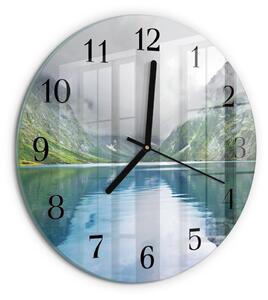 Skleněné nástěnné hodiny Horské jezero zsoc-fi30-00174377