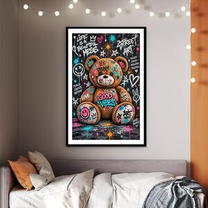 DUBLEZ | Moderní street art obraz na stěnu - Medvídek | UV tisk, Premium