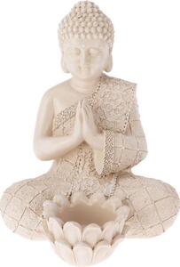 Zahradní dekorace Buddha na čajovou svíčku, 14 x 19 x 13 cm, krémová
