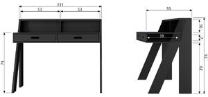 Hoorns Černý dřevěný pracovní stůl Ernie 112 cm