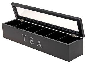 Krabička na čaj se 6 přihrádkami, černá