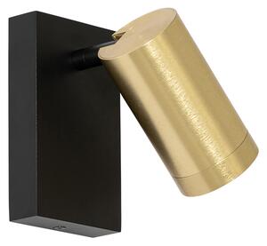 Nástěnná lampa černá se zlatem nastavitelná s vypínačem - Jeana Luxe